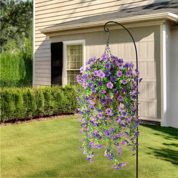 Artificial Hanging Daisy Flowers Set of 2 UV Resistant Outdoor Porch Decor - Picture 6 of 7